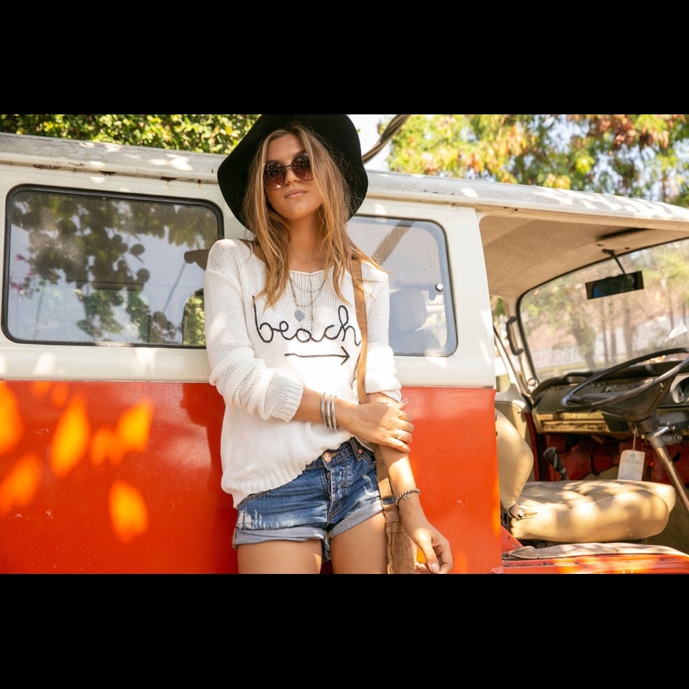 To The Beach Crew Neck Cotton Sweater